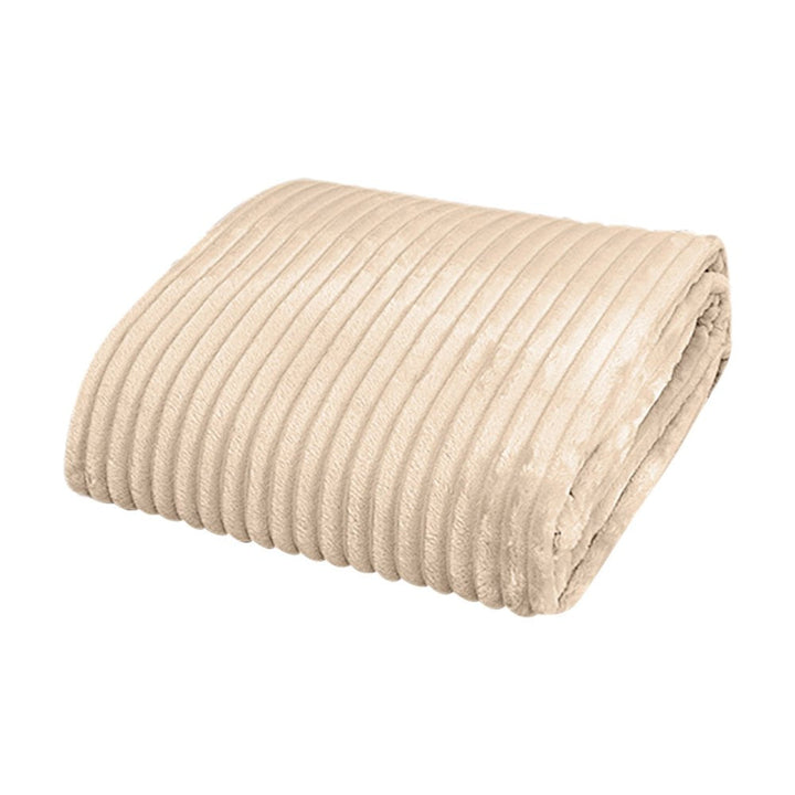 Flannel Soft Warm Cozy Plush Sofa Blanket Throw Blanket, Beige