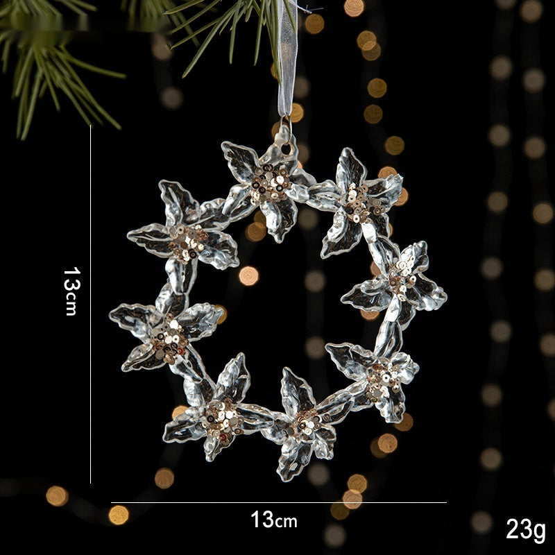 Transparent Christmas Decor Sequins Acrylic Pendant Elegant Hanging Ornaments