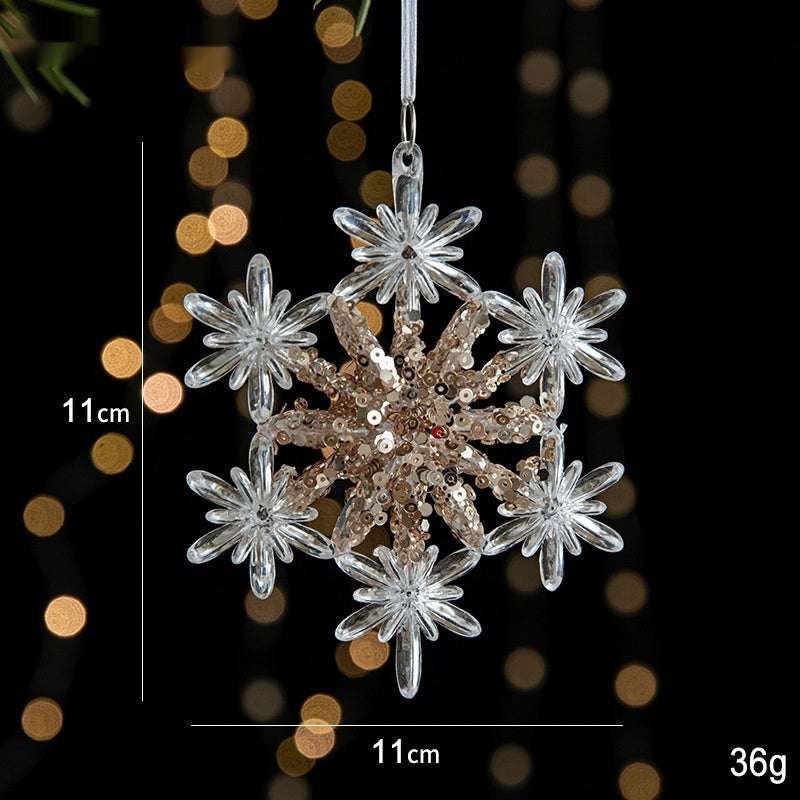 Transparent Christmas Decor Sequins Acrylic Pendant Elegant Hanging Ornaments