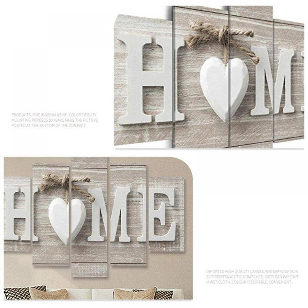 White Home Sweet Heart Modern Abstract Wall Art - Without Frame