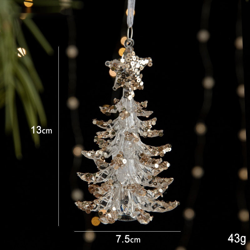 Transparent Christmas Decor Sequins Acrylic Pendant Elegant Hanging Ornaments