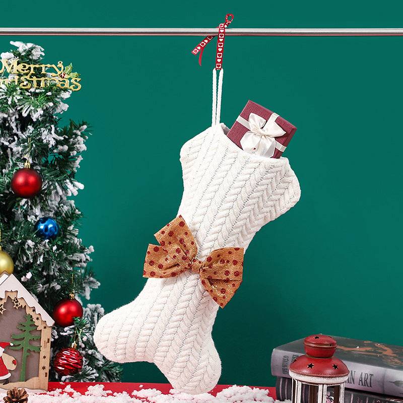 Christmas Gift Bag Decorations Knitting Wool Hanging Gift Bag