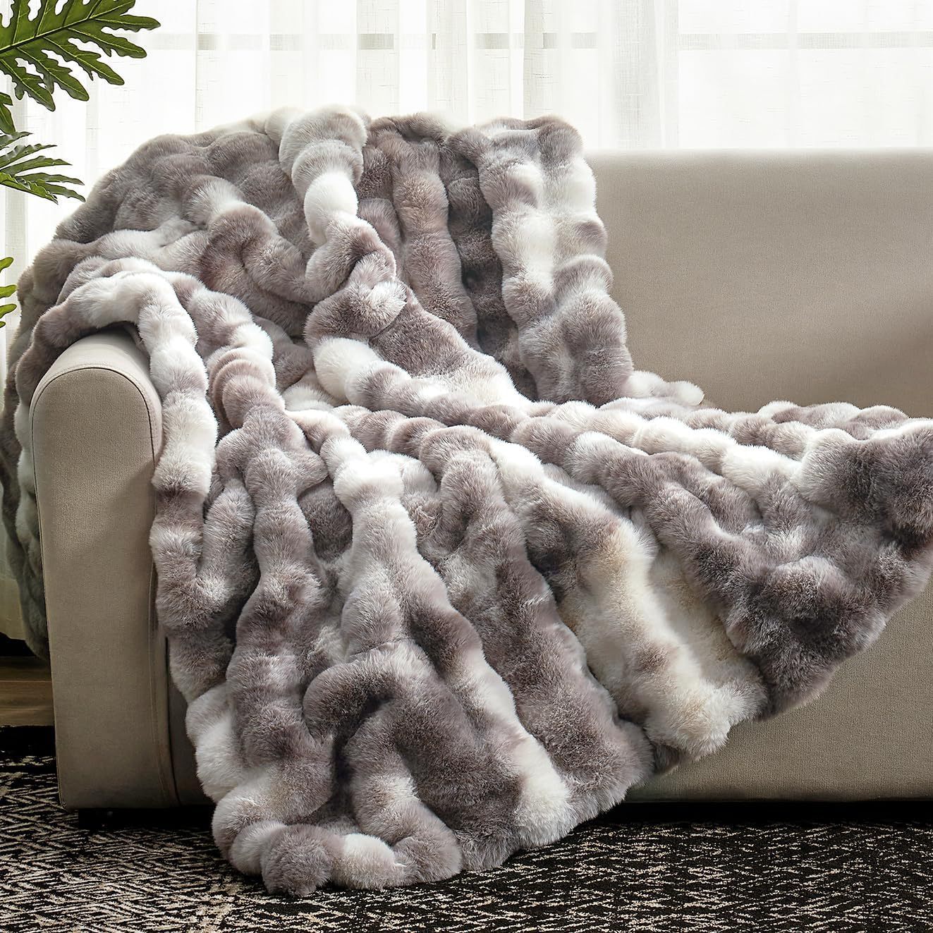 Splendas Tie Dye Throw Blanket Soft Faux Fur Cozy Blanket for Bed & Sofa