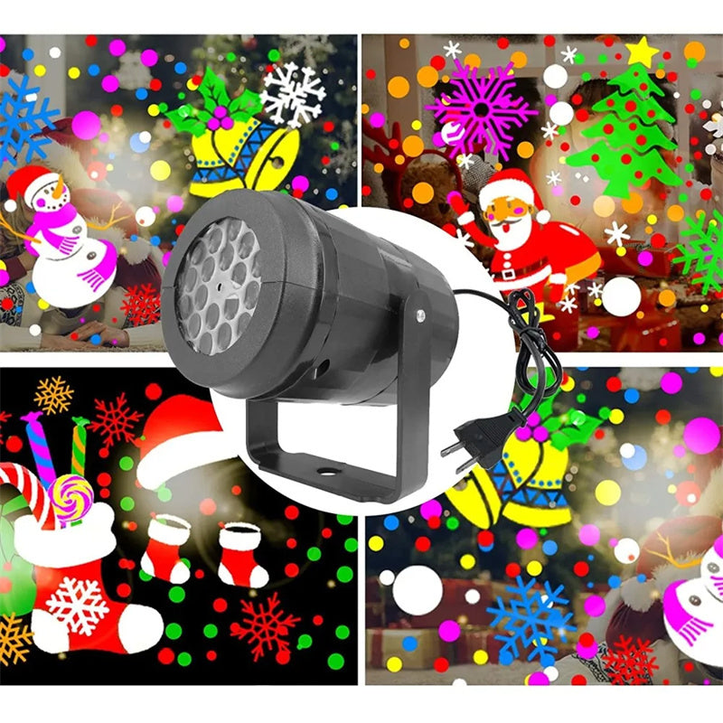 LED Christmas Projector Lights Snowflake Stage Lamp Outdoor Xmas Decor