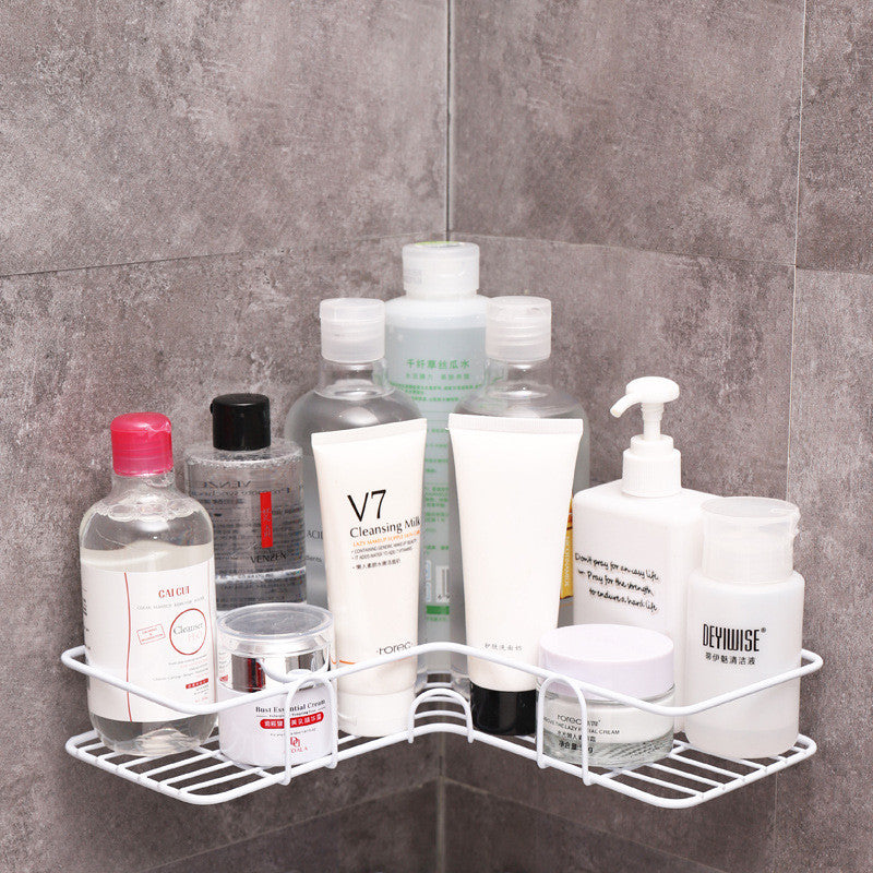 Metal Corner Shower Shelf - No Drill Iron Bathroom Corner Caddy | Black and White