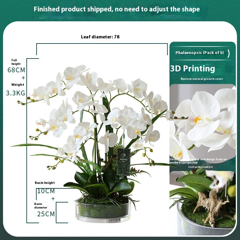 Artificial Phalaenopsis Orchid Potted Plant Decor