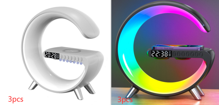 G-Shaped LED Lamp with Bluetooth Speaker & Wireless Charger