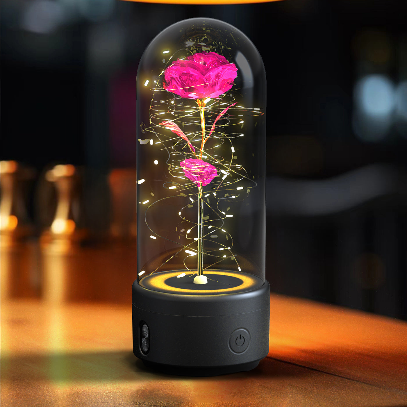 Luminous Rose Night Light & Speaker – Romantic Flower Lamp Gift for Her