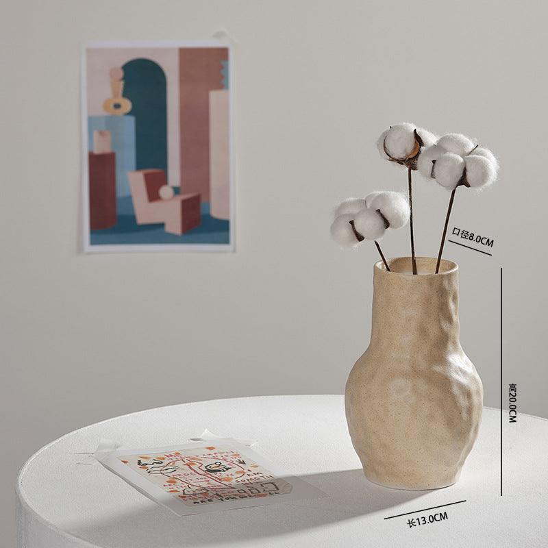 Ceramic Dried Flower Vase – Sculptural Modern Design | White, Malachite Green & Beige | 6 Styles