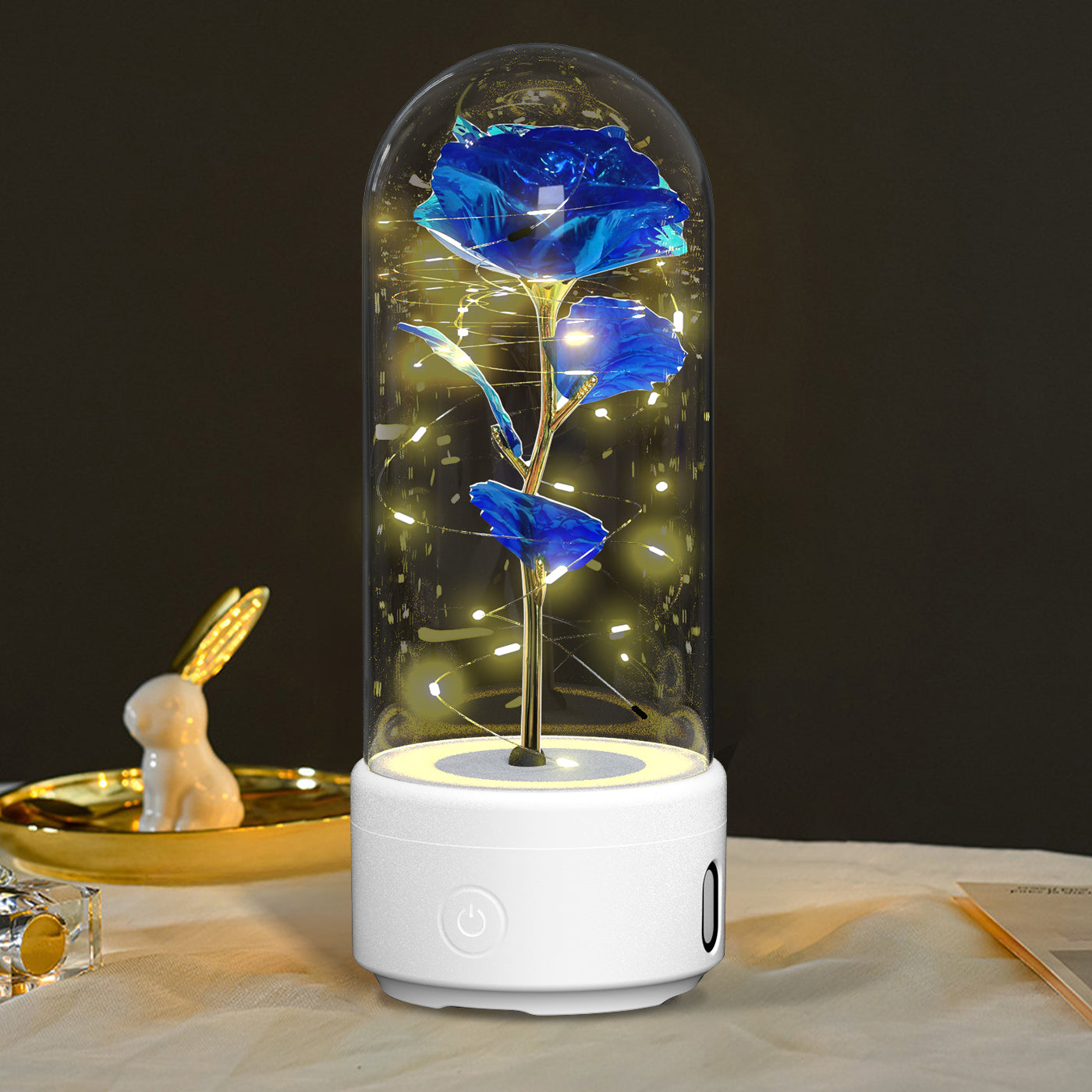 Luminous Rose Night Light & Speaker – Romantic Flower Lamp Gift for Her