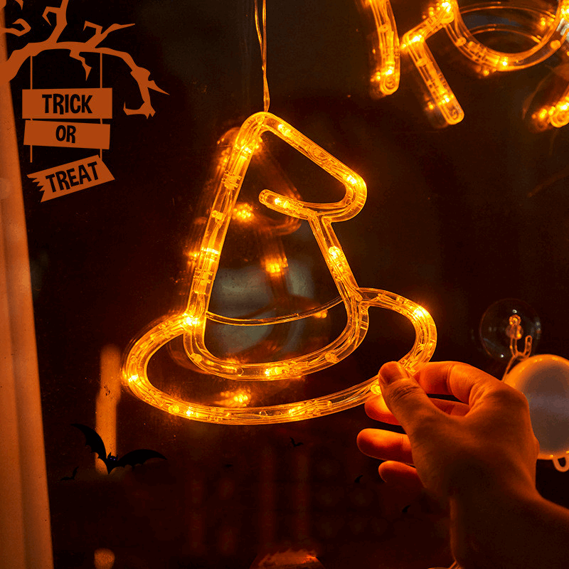 Halloween Window Hanging LED Lights – Spider, Pumpkin & Ghost Decorative Party Lights