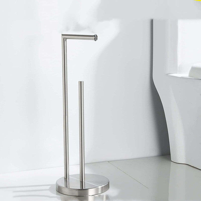 Standing Toilet Paper Holder with Extra Roll Storage, Stainless Steel, Matte Black