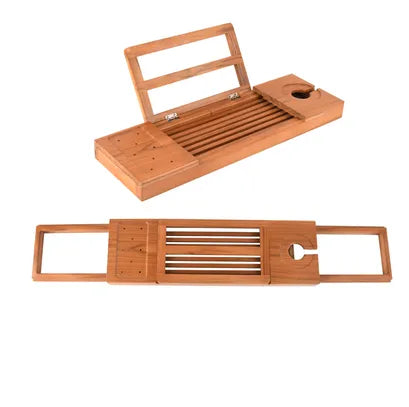 Expandable Bamboo Bathtub Caddy Tray - Bath Tray for Book, Drink, Phone and Soap