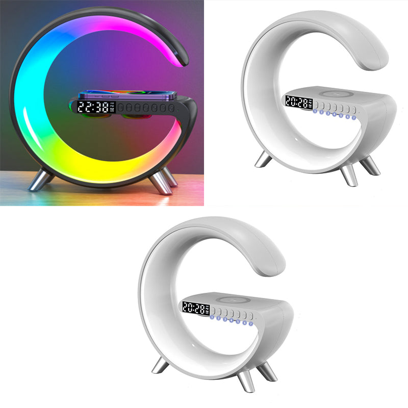 G-Shaped LED Lamp with Bluetooth Speaker & Wireless Charger