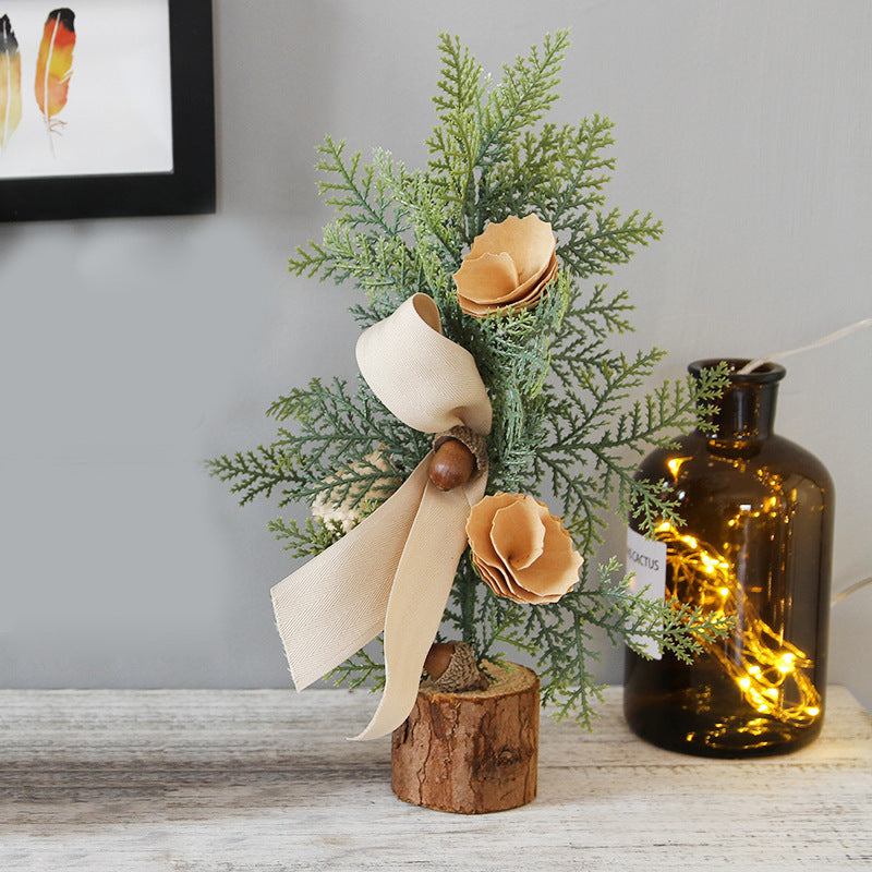 Christmas Tree Ornaments Wrought Iron Small Artificial Potted Mini Christmas Decor