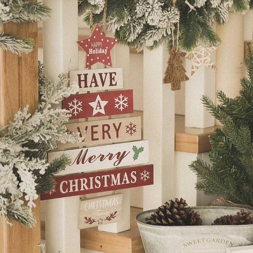 Christmas Wooden Wall Decorations English Blessing Listing