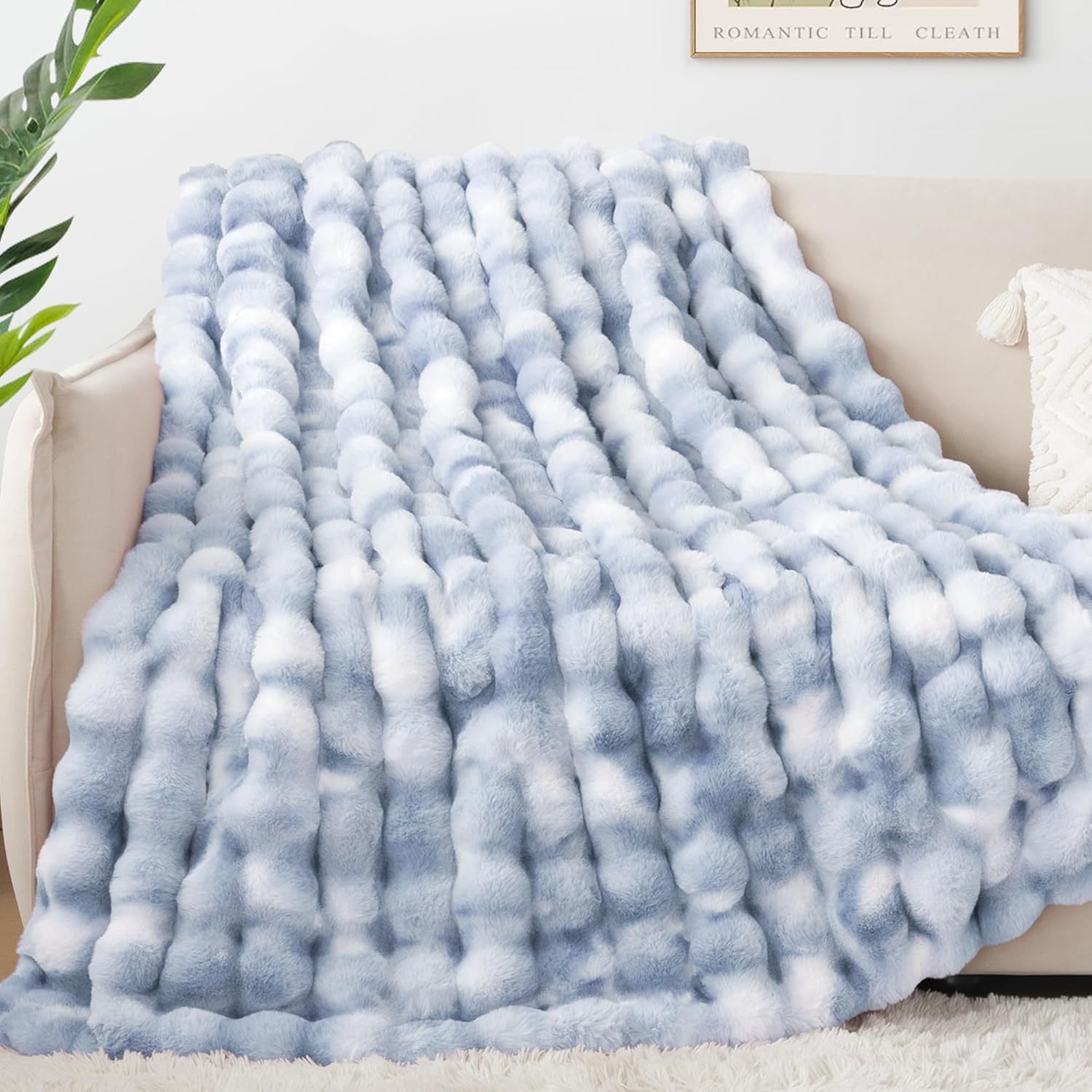 Splendas Tie Dye Throw Blanket Soft Faux Fur Cozy Blanket for Bed & Sofa