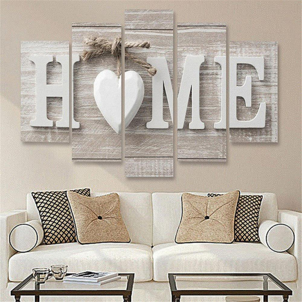 White Home Sweet Heart Modern Abstract Wall Art - Without Frame