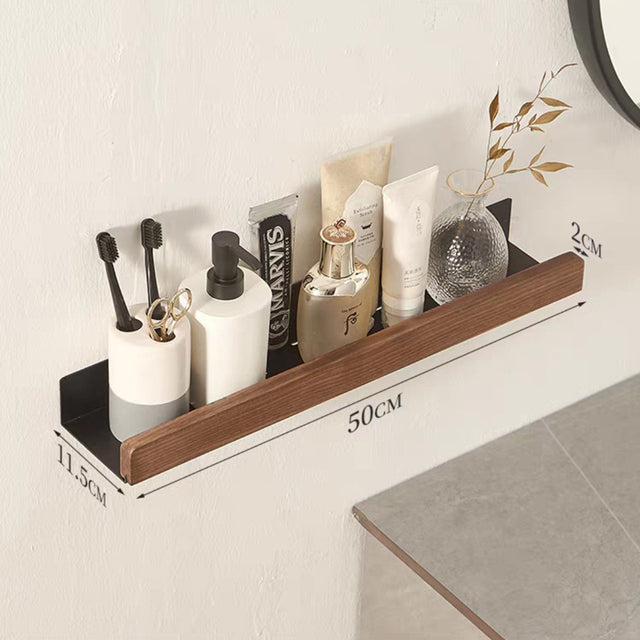 Solid Wood Bathroom Shelf No Drill - Floating Wall Shelf | 4 Sizes | Black and White