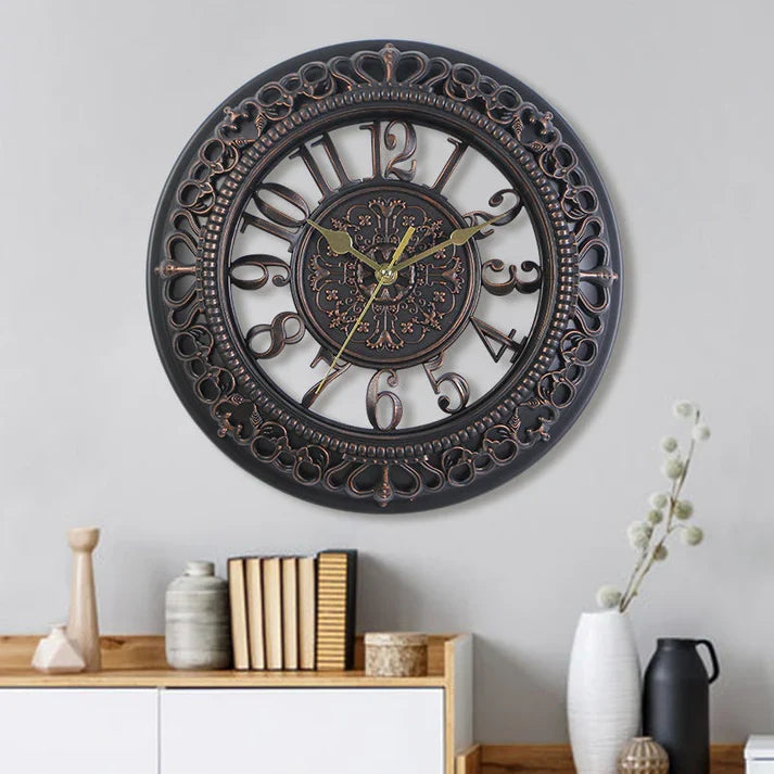 Round Shape Antique Wall Clock Art Of Roman European Home Style