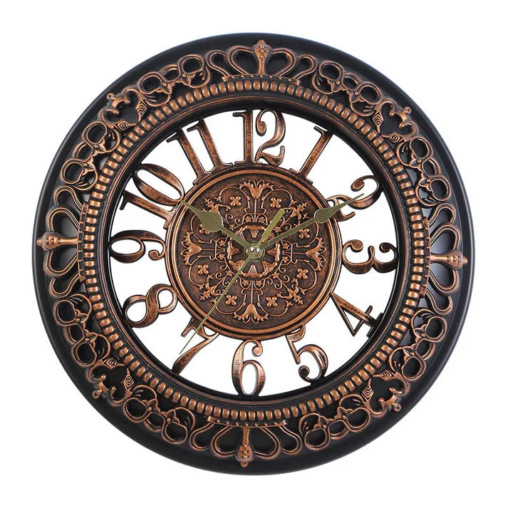 Round Shape Antique Wall Clock Art Of Roman European Home Style