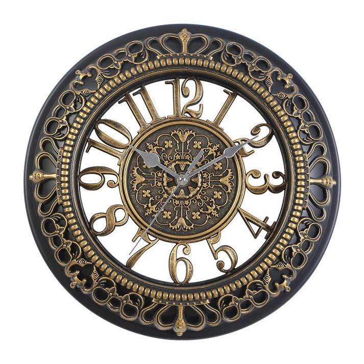 Round Shape Antique Wall Clock Art Of Roman European Home Style