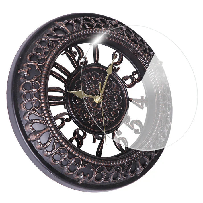 Round Shape Antique Wall Clock Art Of Roman European Home Style