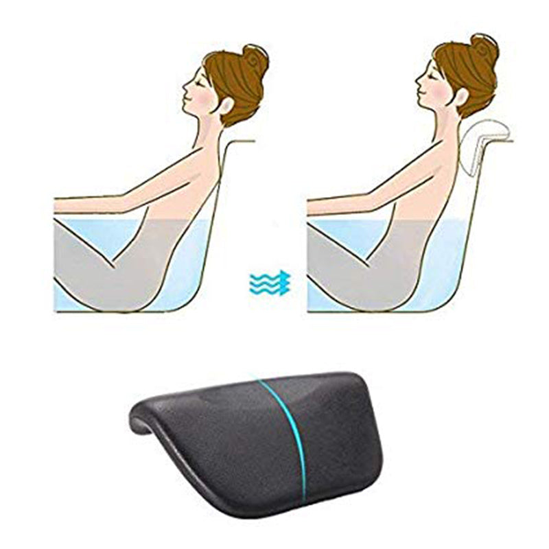 PU Bath Pillow with Suction Cups Ergonomic Waterproof Bathtub Cushion for Neck Support