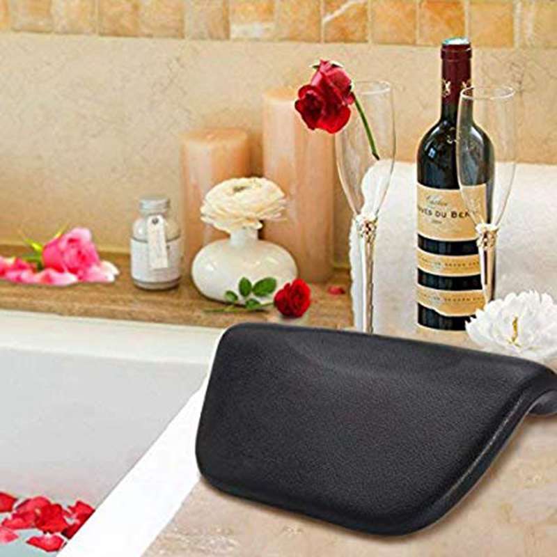 PU Bath Pillow with Suction Cups Ergonomic Waterproof Bathtub Cushion for Neck Support