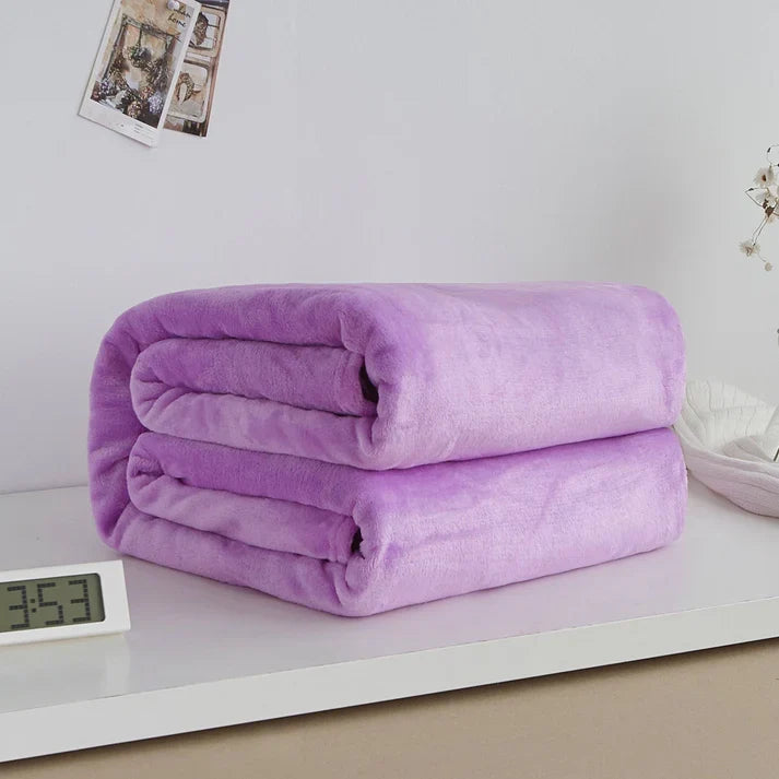 Coral Fleece Blanket - Soft Warm Solid Color Blanket for Bed & Sofa | 17 Colors 6 Sizes