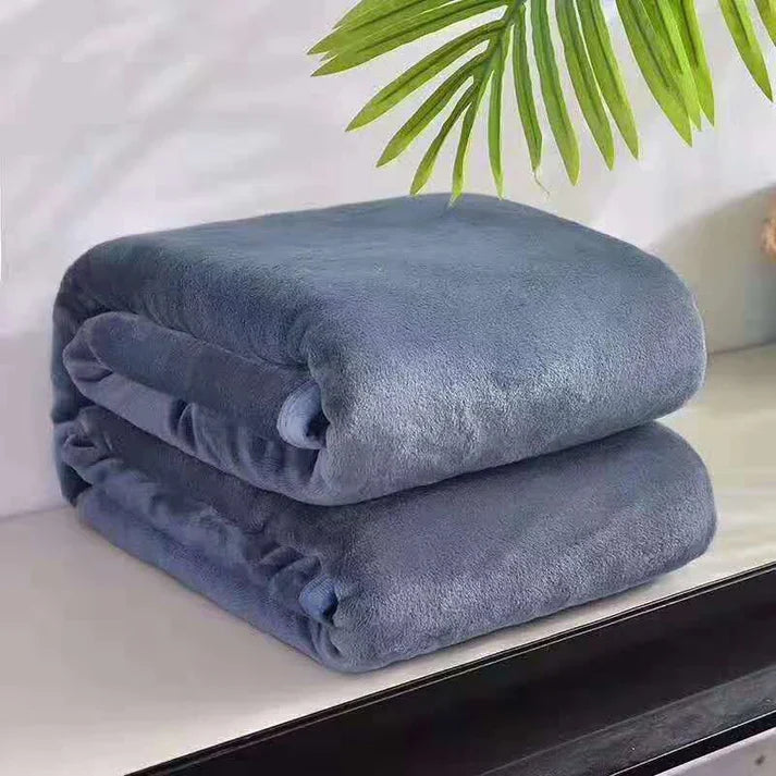 Coral Fleece Blanket - Soft Warm Solid Color Blanket for Bed & Sofa | 17 Colors 6 Sizes