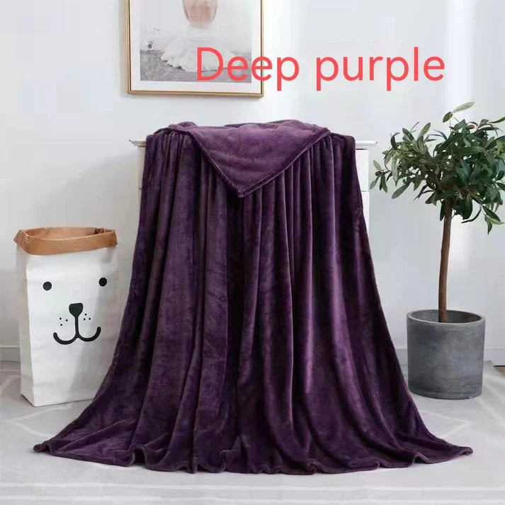 Coral Fleece Blanket - Soft Warm Solid Color Blanket for Bed & Sofa | 17 Colors 6 Sizes