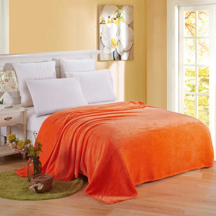 Coral Fleece Blanket - Soft Warm Solid Color Blanket for Bed & Sofa | 17 Colors 6 Sizes