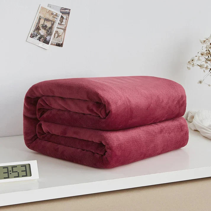 Coral Fleece Blanket - Soft Warm Solid Color Blanket for Bed & Sofa | 17 Colors 6 Sizes