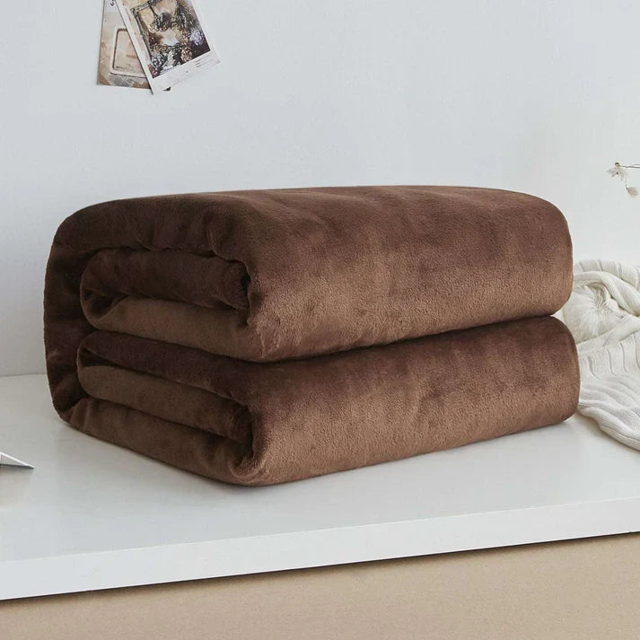 Coral Fleece Blanket - Soft Warm Solid Color Blanket for Bed & Sofa | 17 Colors 6 Sizes