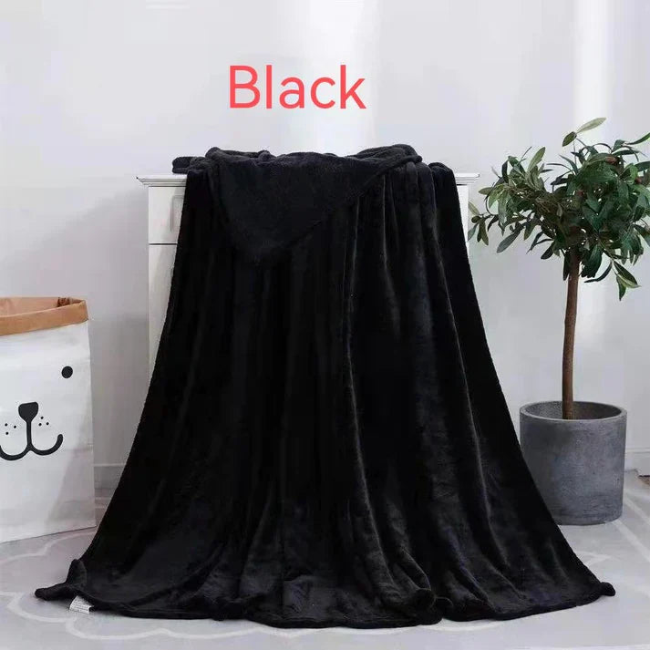 Coral Fleece Blanket - Soft Warm Solid Color Blanket for Bed & Sofa | 17 Colors 6 Sizes