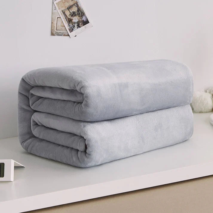 Coral Fleece Blanket - Soft Warm Solid Color Blanket for Bed & Sofa | 17 Colors 6 Sizes