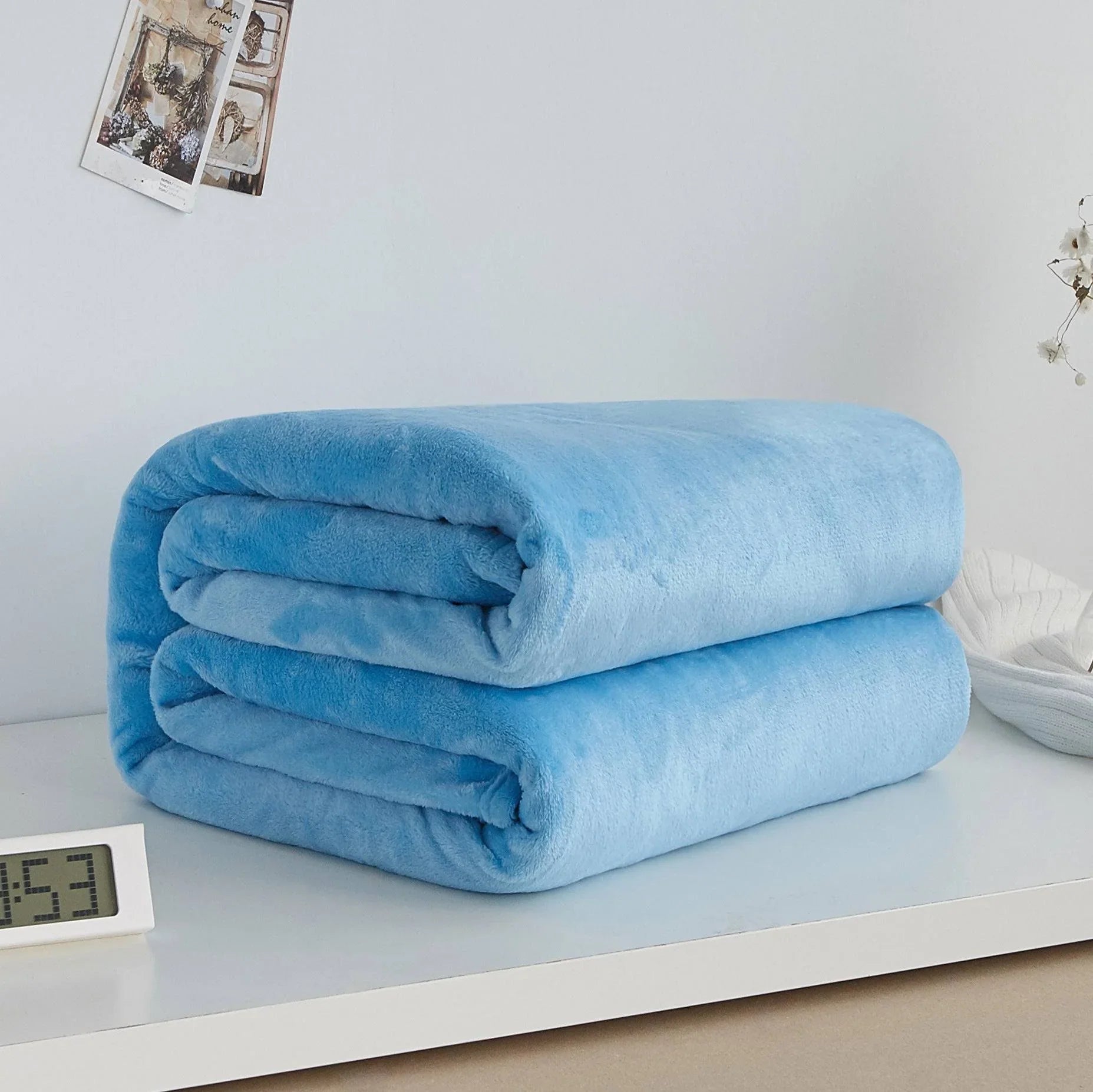 Coral Fleece Blanket - Soft Warm Solid Color Blanket for Bed & Sofa | 17 Colors 6 Sizes