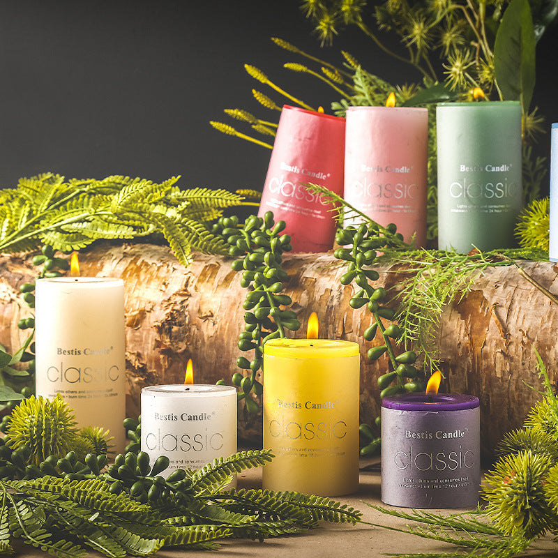 Cylindrical Aromatherapy Scented Candle Smokeless Colorful Pillar Candle for Home Decor