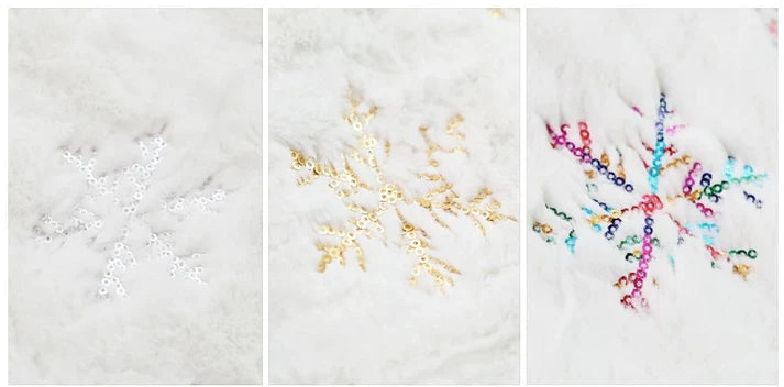 Christmas Embroidery Tree Skirt Of Rabbit Fur Fabrics For Decorations