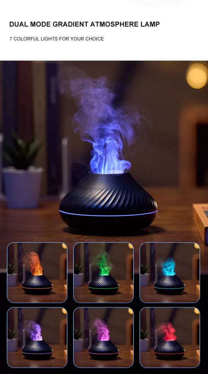 RGB 130ML Flame Aroma Diffuser Ultrasonic Humidifier with LED Flame Effect