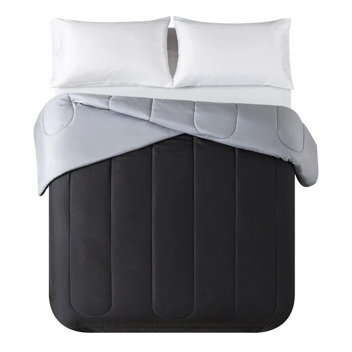 Black Classic Queen All Seasons-Reversible Microfiber Comforter