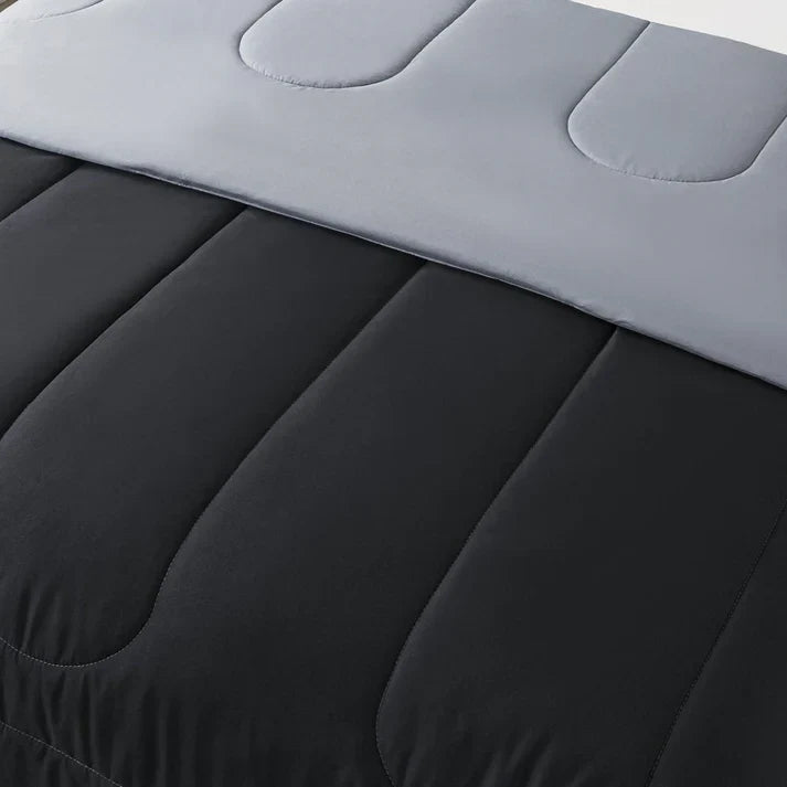 Black Classic Queen All Seasons-Reversible Microfiber Comforter