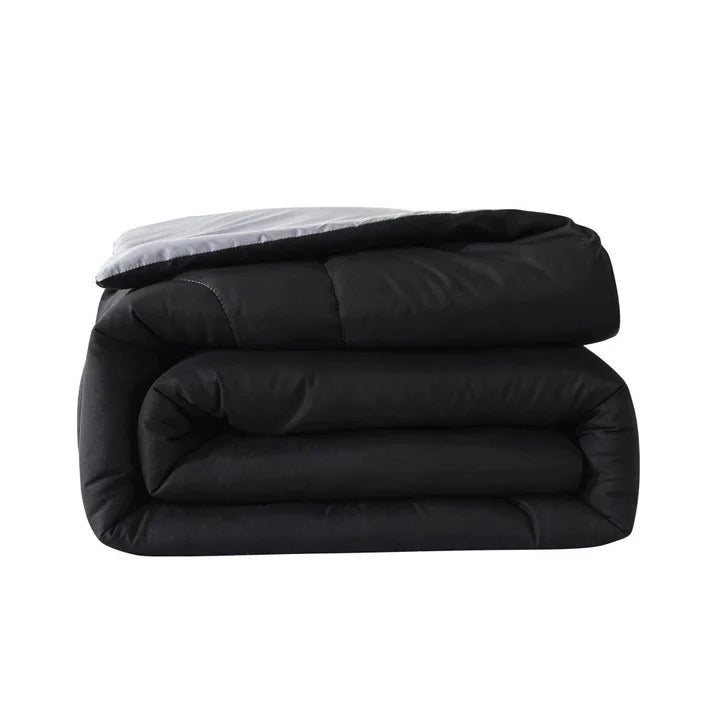 Black Classic Queen All Seasons-Reversible Microfiber Comforter