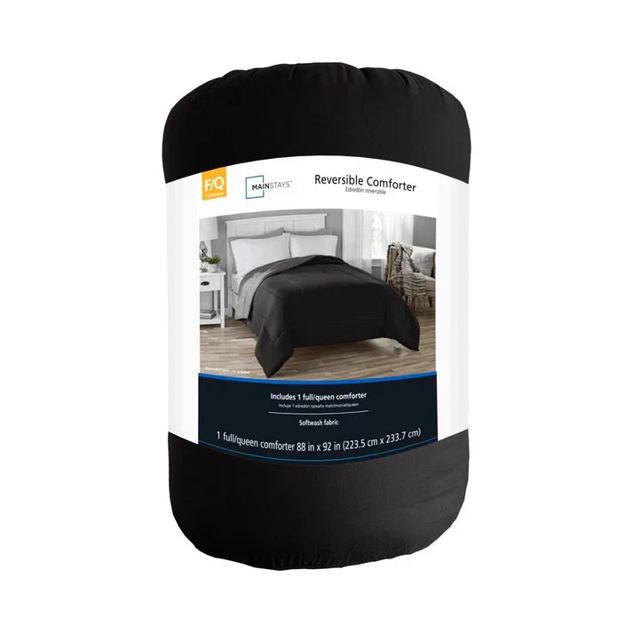 Black Classic Queen All Seasons-Reversible Microfiber Comforter