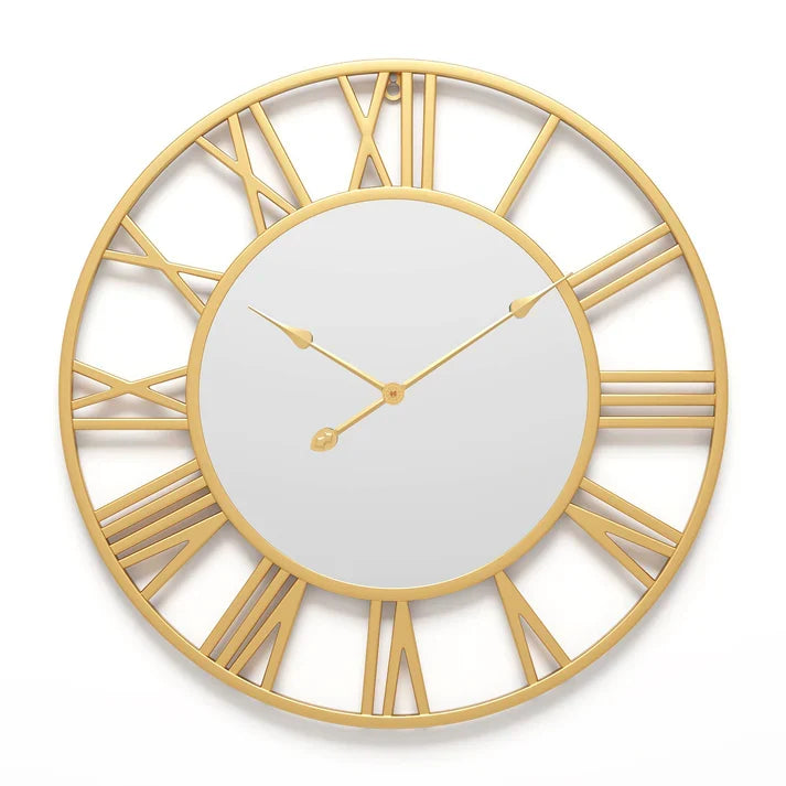 Round Wrought Iron Mirror Wall Clock Of Rustic Elegance To Interior