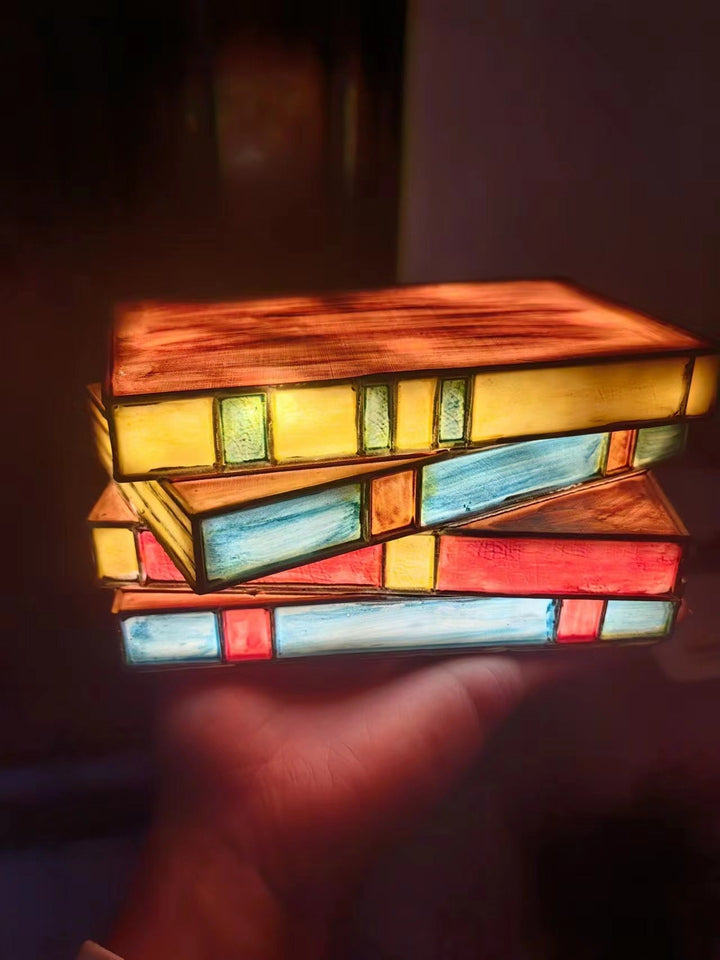 Book Stack Lamp Nightstand Resin Handicraft Decor