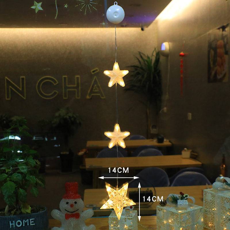 Christmas LED Window Lights 3pcs Star Hanging Lamp Ornaments for Home Decoration