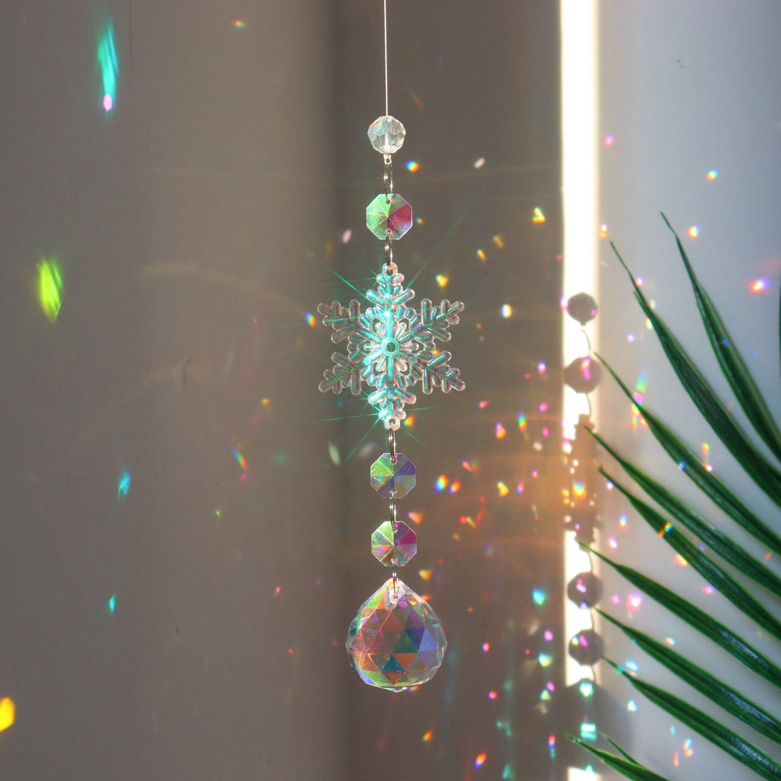 Christmas Snowflake Crystal Sun Catcher Multi-Color Home Decorations Ornament