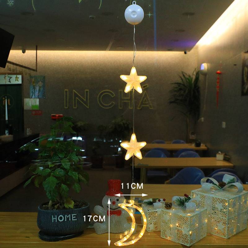 Christmas LED Window Lights 3pcs Star Hanging Lamp Ornaments for Home Decoration